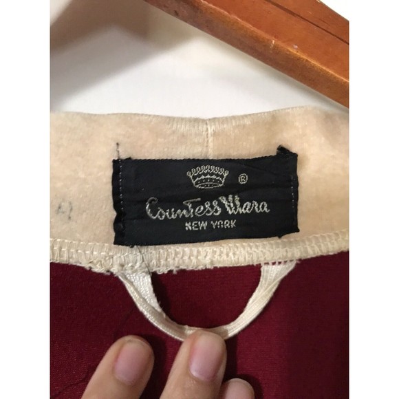 Vintage Countess Mara Bath Robe/Housecoat W Belt, Embroidered Logo, Barn Red OS - Picture 7 of 8